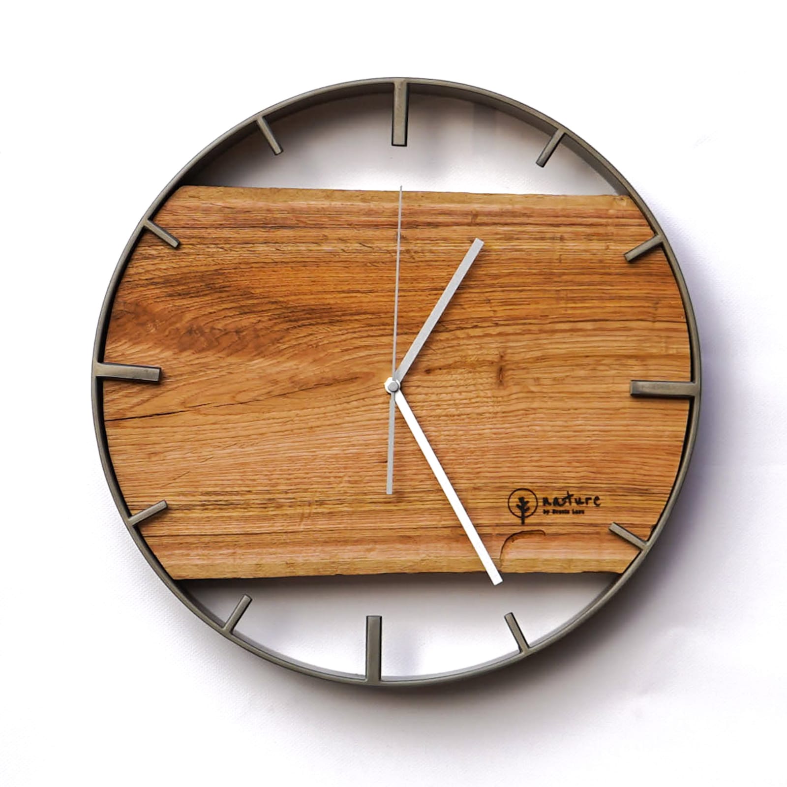 Okrągły zegar loftowy Time&Double stalowy